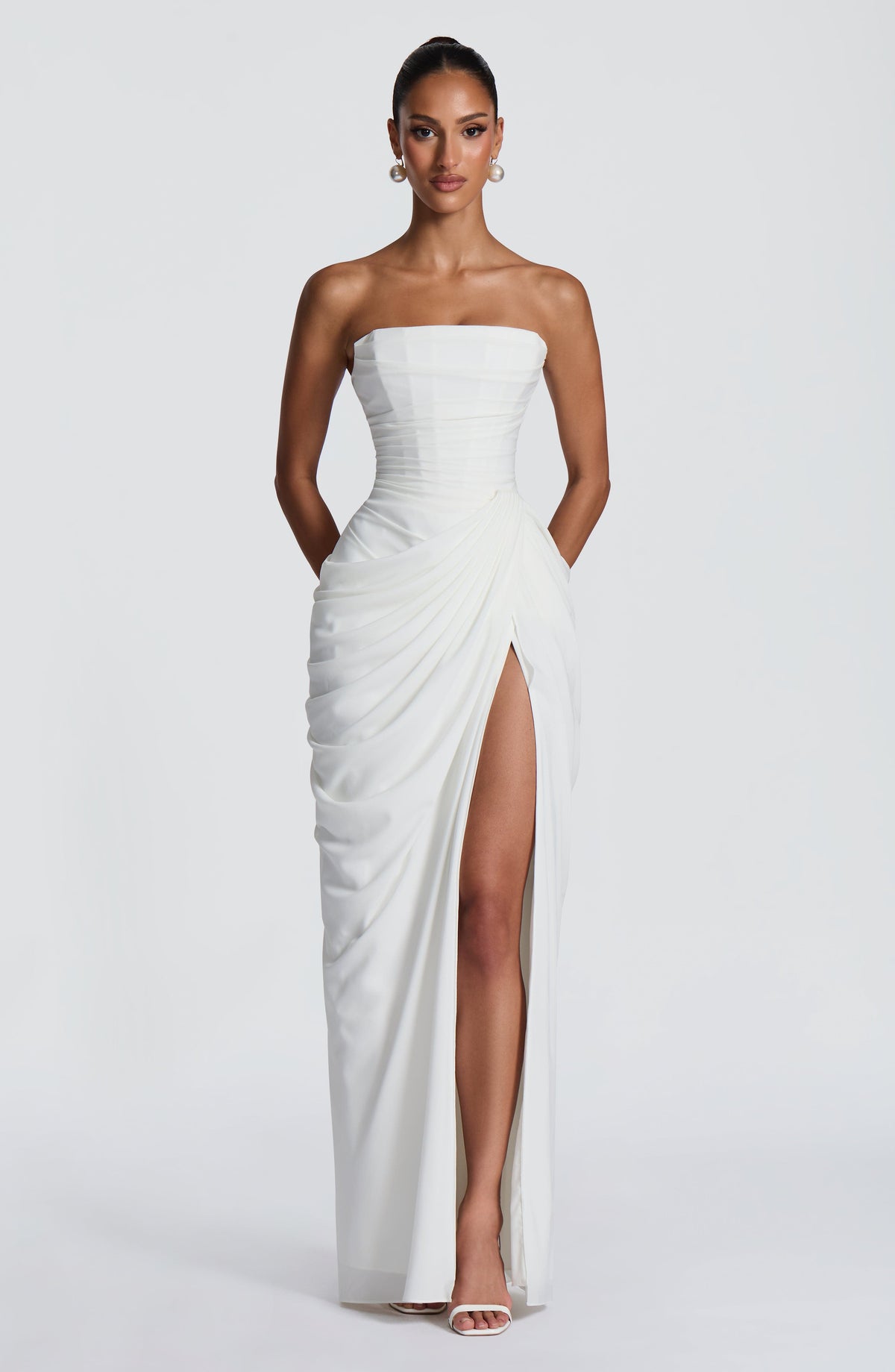 Lois Strapless Corset Maxi Dress with High Slit 7