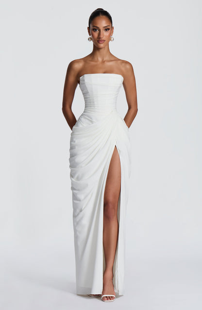 Lois Strapless Corset Maxi Dress with High Slit 7