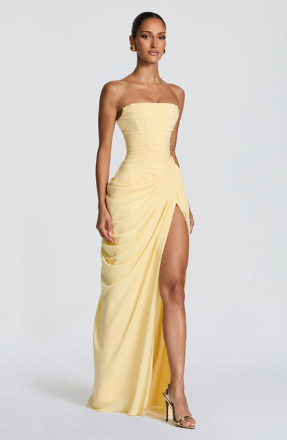 Lois Strapless Corset Maxi Dress with High Slit 3
