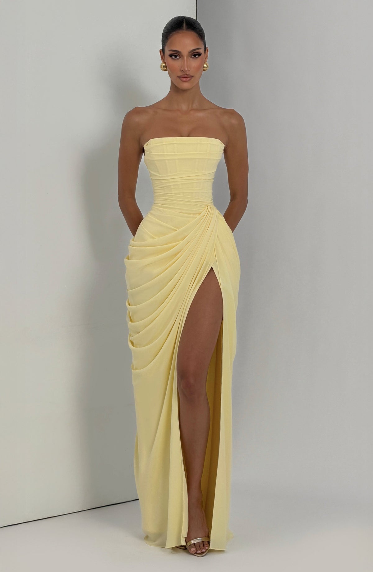 Lois Strapless Corset Maxi Dress with High Slit 6