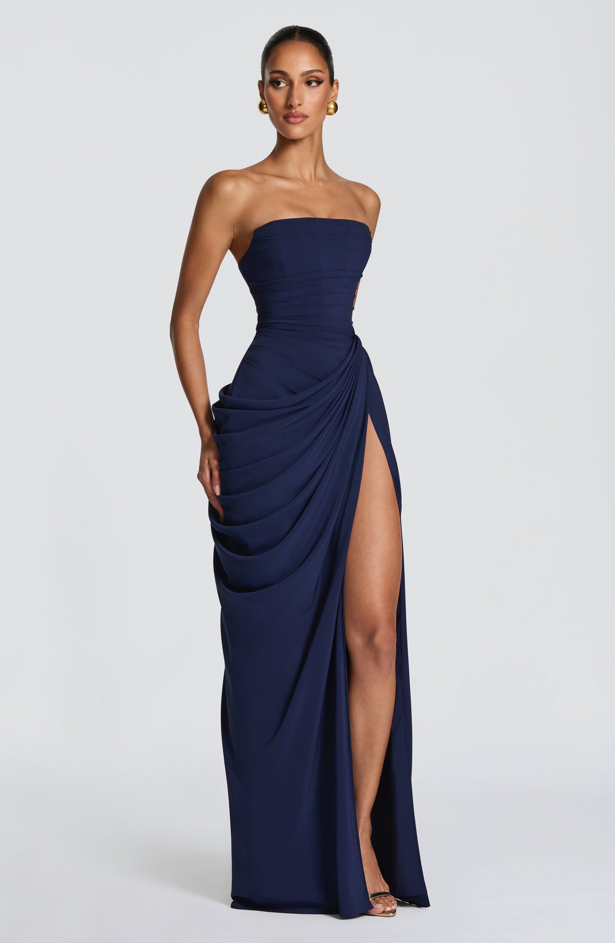 Lois Strapless Corset Maxi Dress with High Slit 17