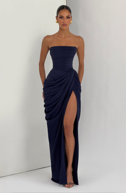 Lois Strapless Corset Maxi Dress with High Slit 20