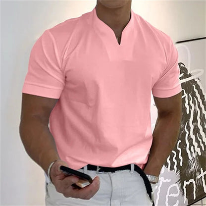 Breathable men's fitness shirt with V-neck – Timo