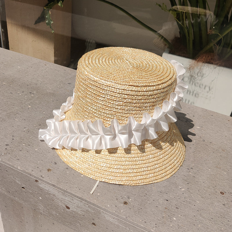Braided summer hat with pleats and stripes – BreezyStripes