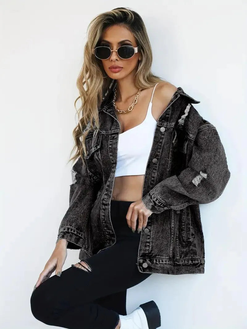 Waterproof & Lined Oversized Women's Hooded Denim Jacket – Autumn Magic Talia
