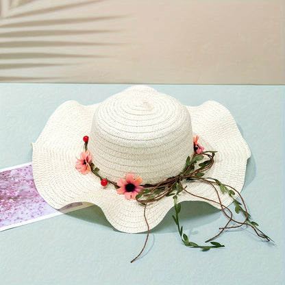 Ladies' summer straw hat with flower and fruit details – Solène