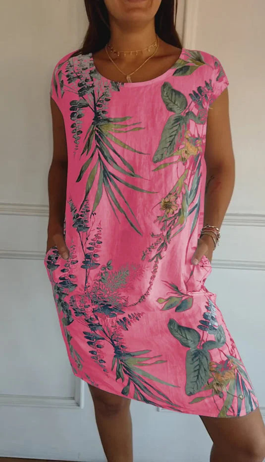 Printed dress with round neckline – Eveline