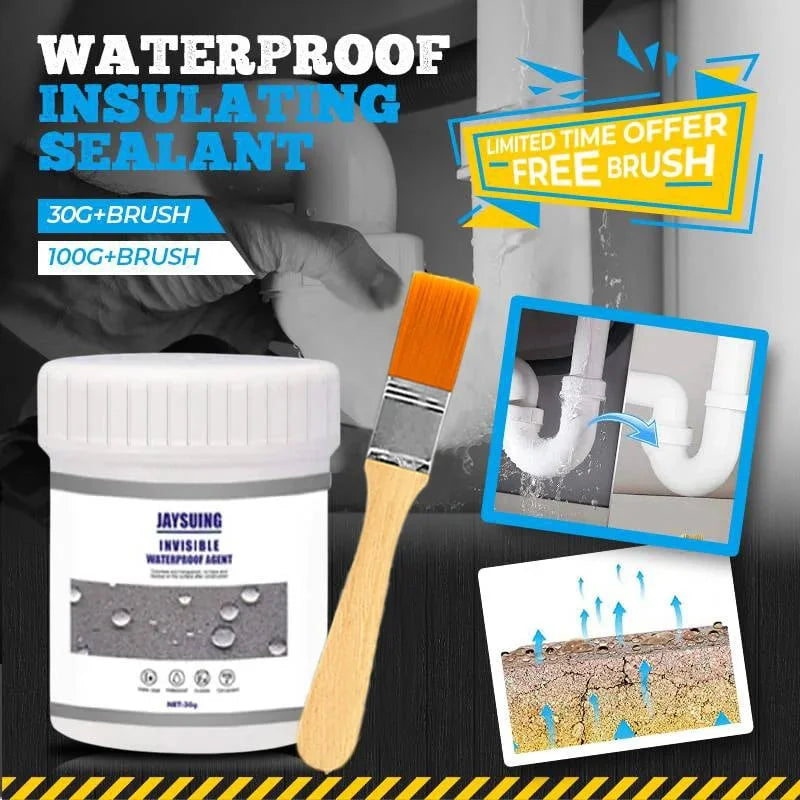 Tub and brush promotion with a dry pipe repair, and a cracked porous surface with rising moisture arrows 11