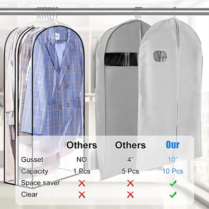 Clear garment covers with side gussets – 3-pack storage bags with side zip (Buy 1, get 1 FREE)