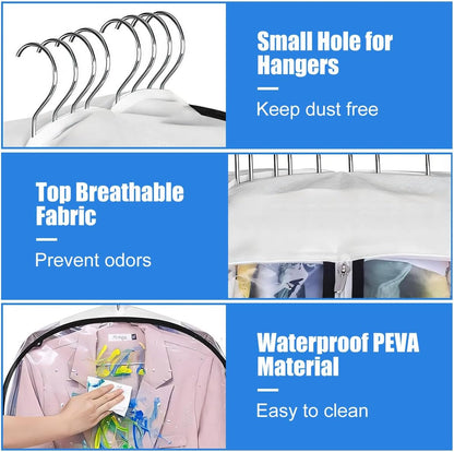 Clear garment covers with side gussets – 3-pack storage bags with side zip (Buy 1, get 1 FREE)
