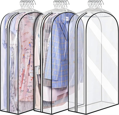 Clear garment covers with side gussets – 3-pack storage bags with side zip (Buy 1, get 1 FREE)