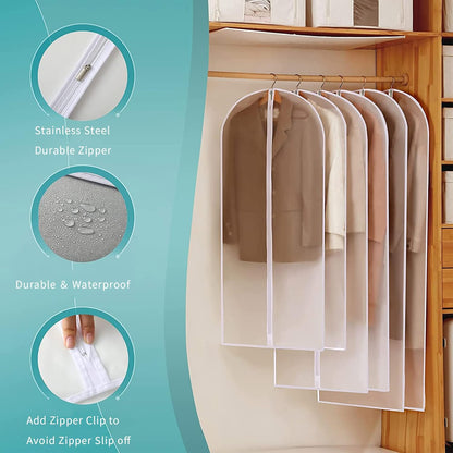 Clear PEVA clothing storage bags – pack of 12 dustproof garment protectors – 2 for the price of 1