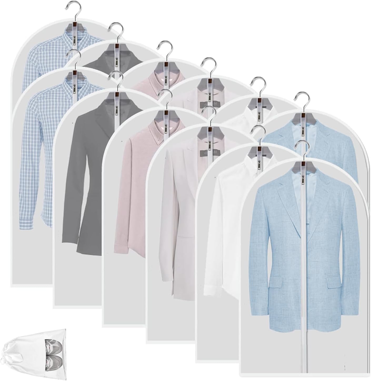 Clear PEVA clothing storage bags – pack of 12 dustproof garment protectors – 2 for the price of 1