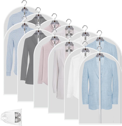Clear PEVA clothing storage bags – pack of 12 dustproof garment protectors – 2 for the price of 1