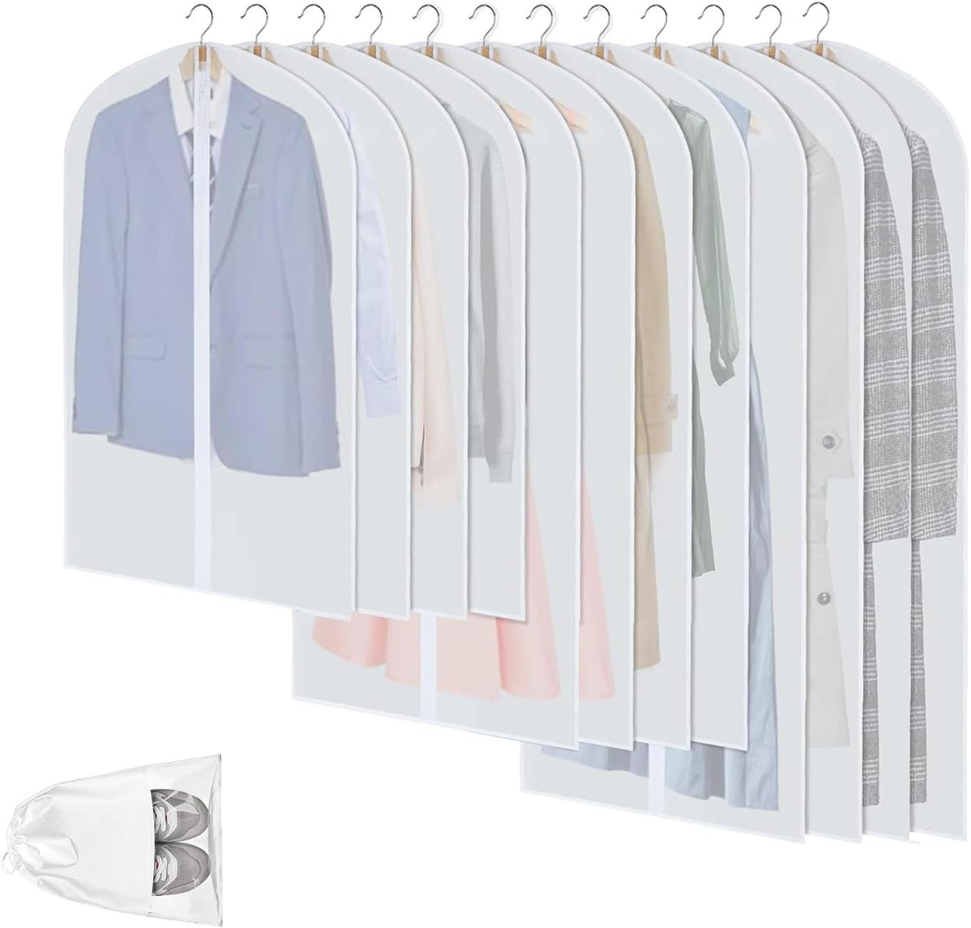 Clear PEVA clothing storage bags – pack of 12 dustproof garment protectors – 2 for the price of 1