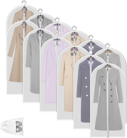 Clear PEVA clothing storage bags – pack of 12 dustproof garment protectors – 2 for the price of 1