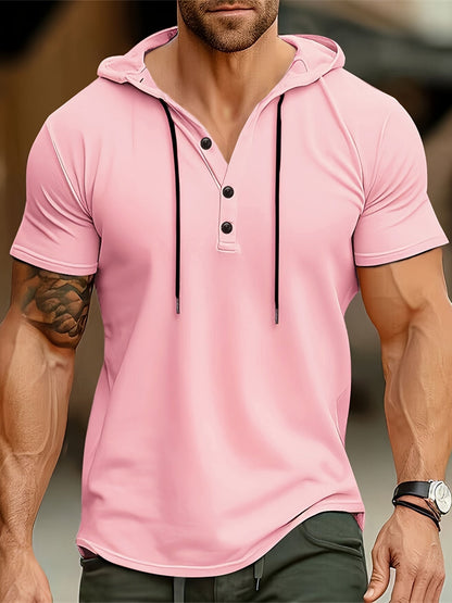 Men's hooded T-shirt with button fastening – Mason