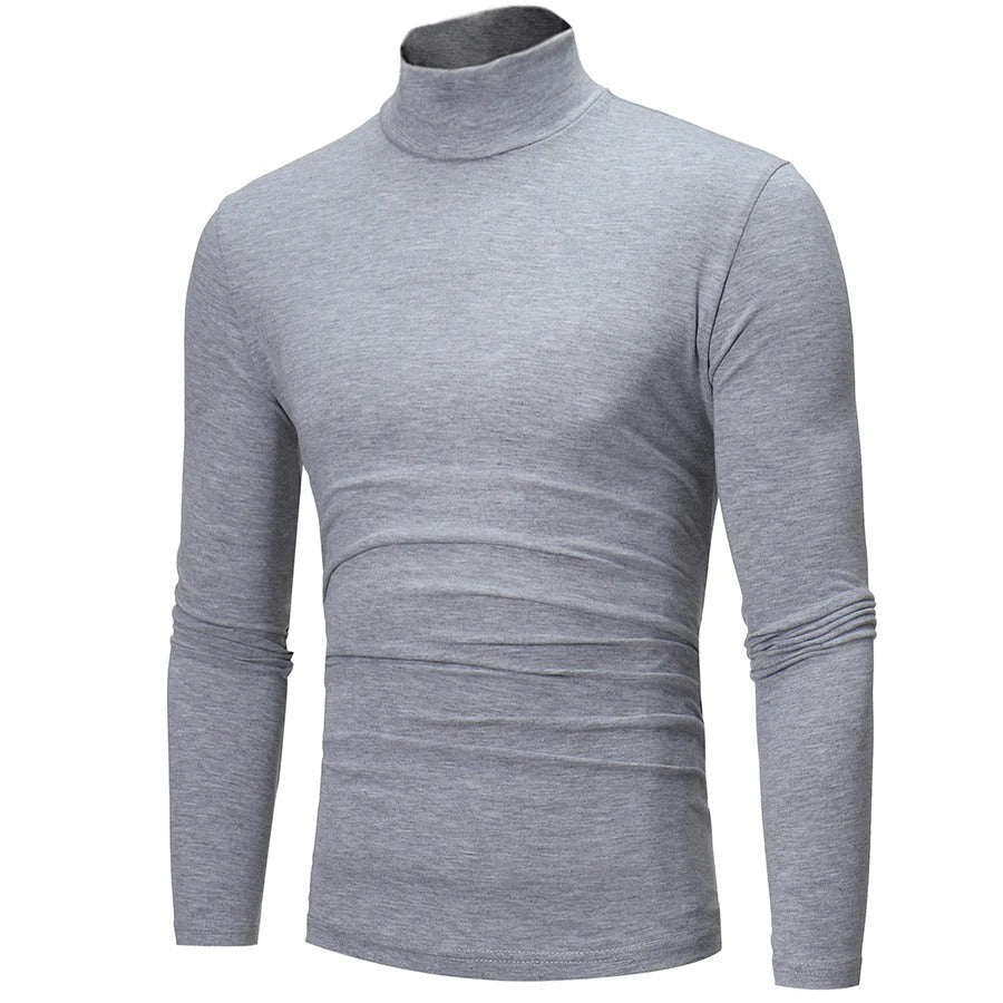 Light grey marl high neck top shown from a three-quarter angle 8