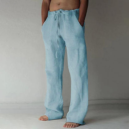 Casual men's linen trousers with a wide cut for summer – Elias
