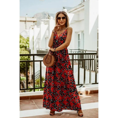 Boho maxi dress with floral pattern for summer - Yara