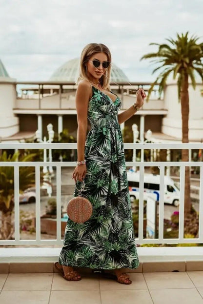 Boho maxi dress with floral pattern for summer - Yara