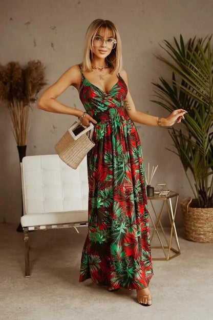 Boho maxi dress with floral pattern for summer - Yara