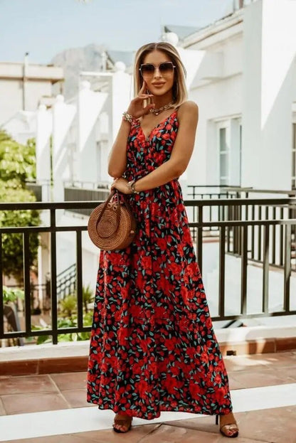 Boho maxi dress with floral pattern for summer - Yara