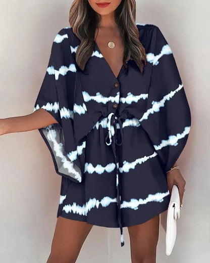 Summer dress with V-neck and ruffle sleeves – Amira