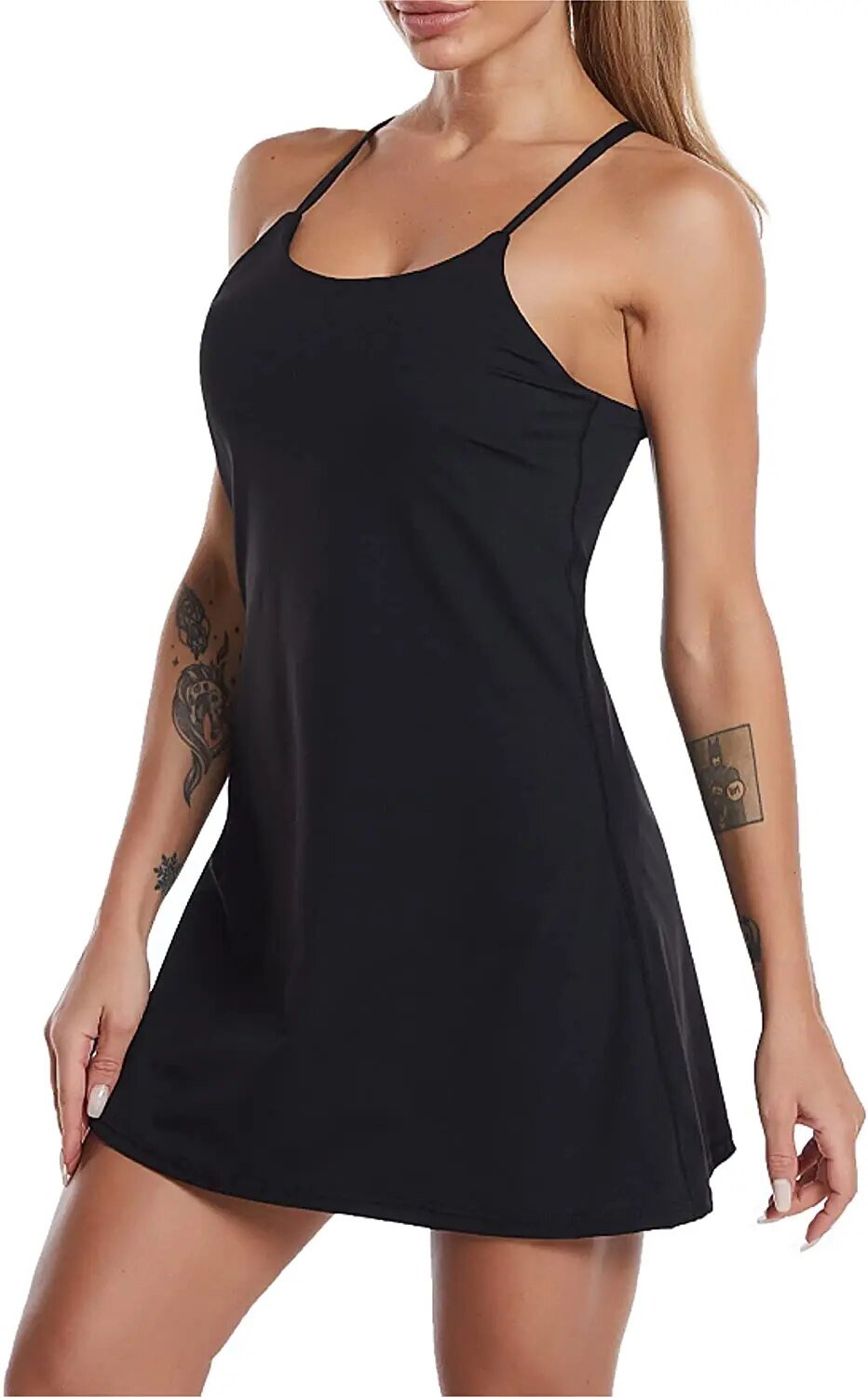 Active sports dress with integrated shorts and pockets – Liana