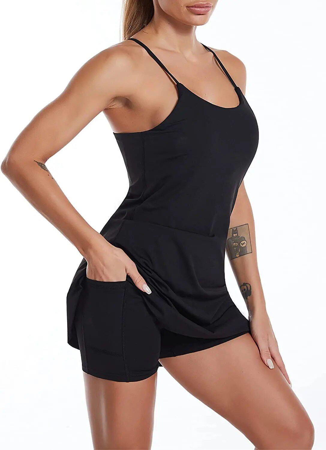 Active sports dress with integrated shorts and pockets – Liana