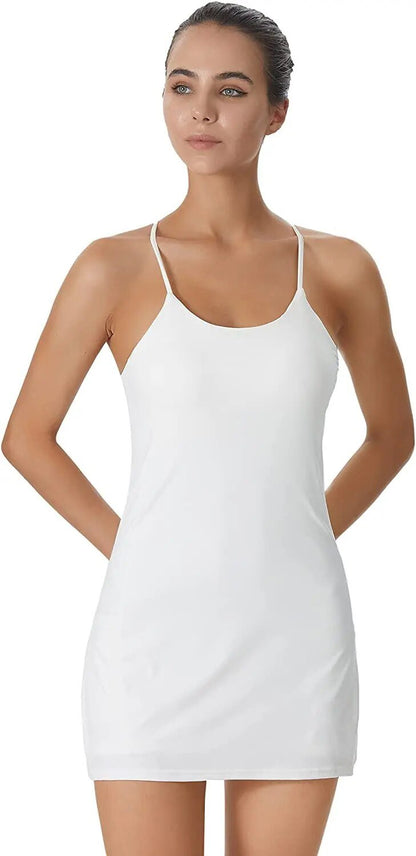Active sports dress with integrated shorts and pockets – Liana