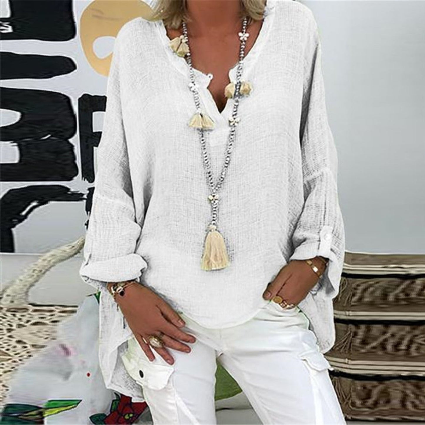 Stylish women's linen blouse – Elodie