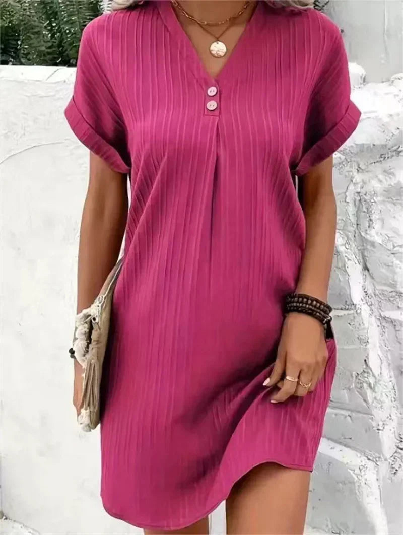 Trendy Dress with V-neck - BreezeElegance