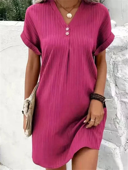 Trendy Dress with V-neck - BreezeElegance