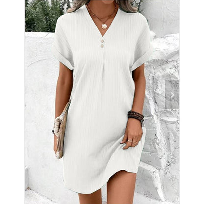 Trendy Dress with V-neck - BreezeElegance