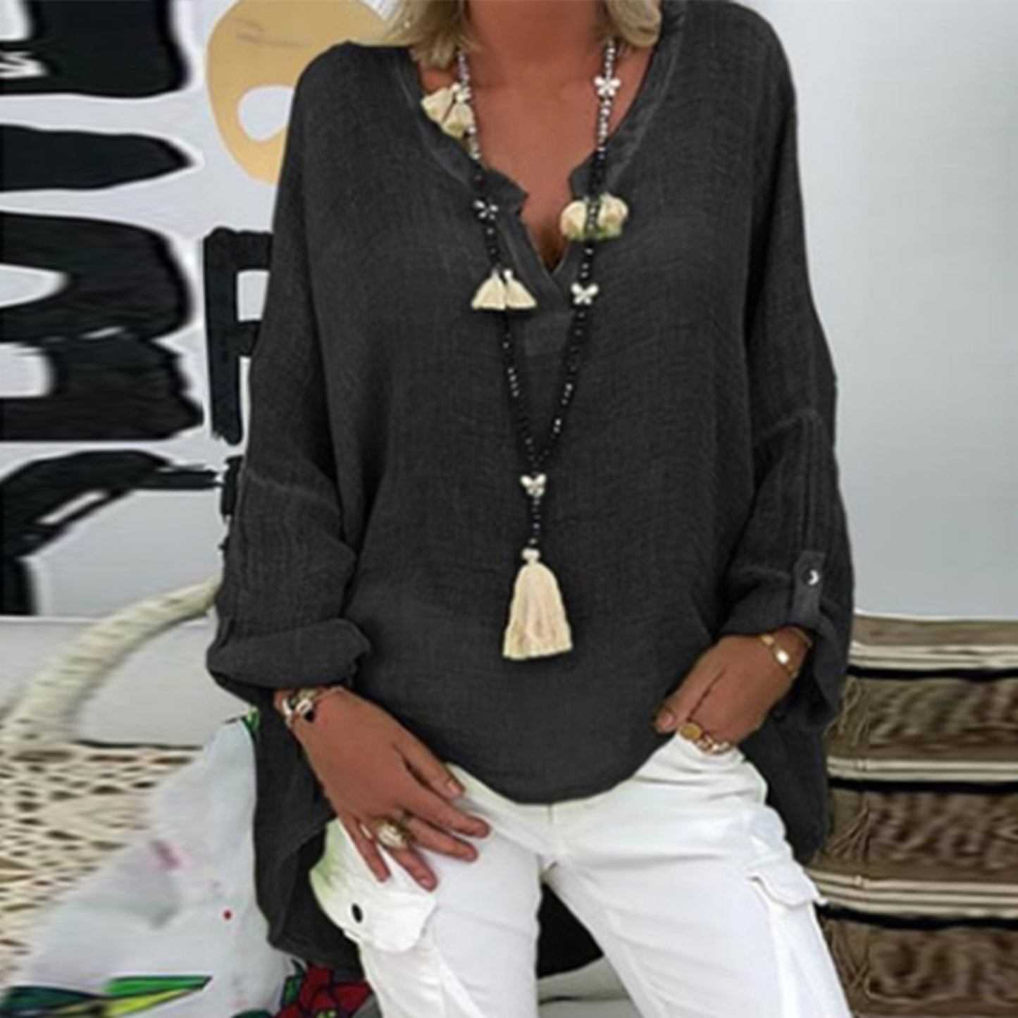 Stylish women's linen blouse – Elodie