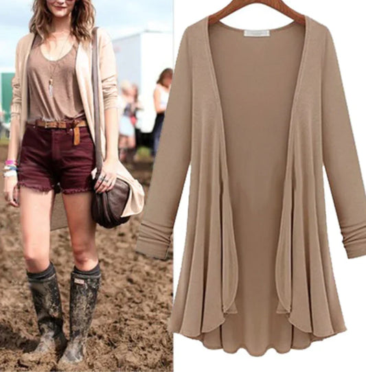 Ladies' knitted cardigan with ruffles – Chiara