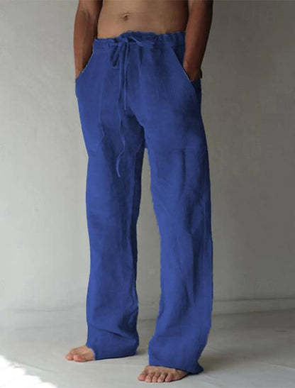 Casual men's linen trousers with a wide cut for summer – Elias
