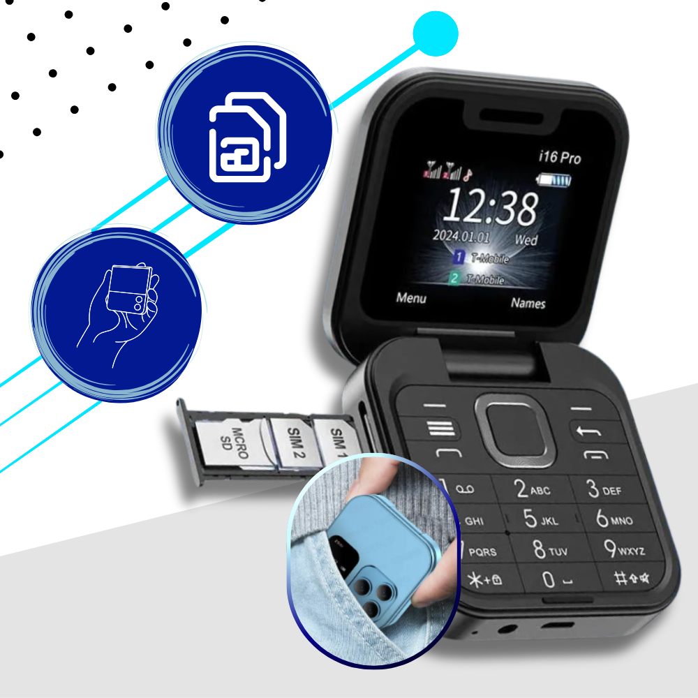 Compact flip phone Dual SIM - FlexFold