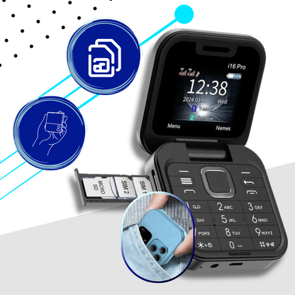 Compact flip phone Dual SIM - FlexFold
