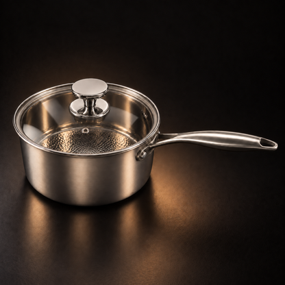 PFAS-Free Titanium Saucepan with Lid, Hand-Hammered 1
