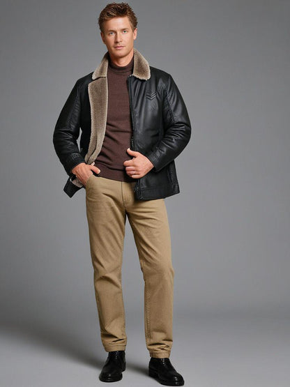 Men's leather jacket with thermal lining – Dario