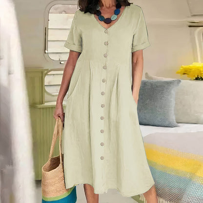 Casual cotton-linen summer dress – Noor