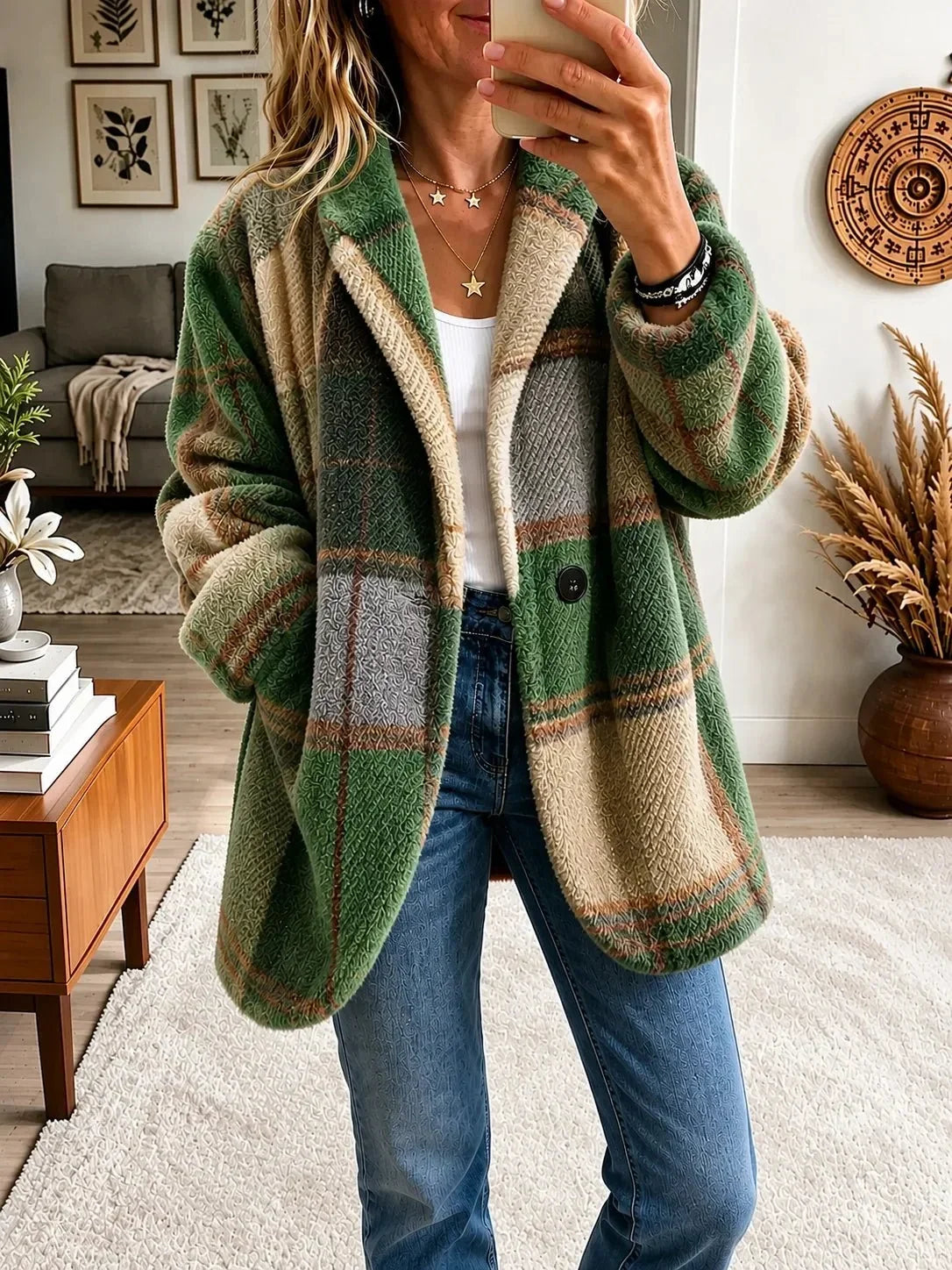 Cozy Multi-Color Plaid Coat 7