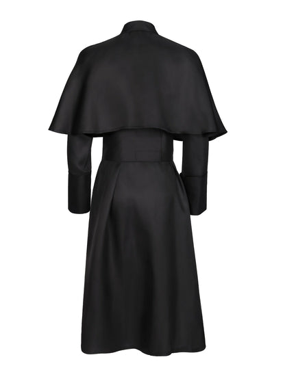 Back view of the black robe, showing the plain cape, wide cuffs and waist band 5