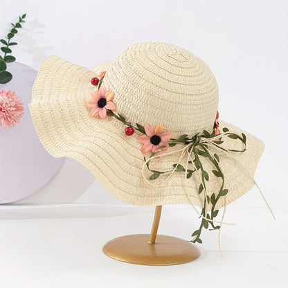 Ladies' summer straw hat with flower and fruit details – Solène