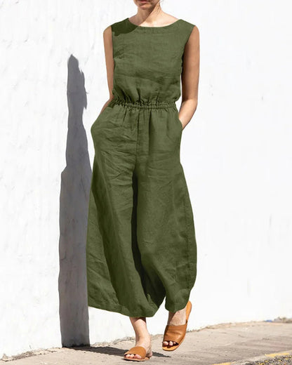 Sleeveless jumpsuit with wide leg – Aurelia