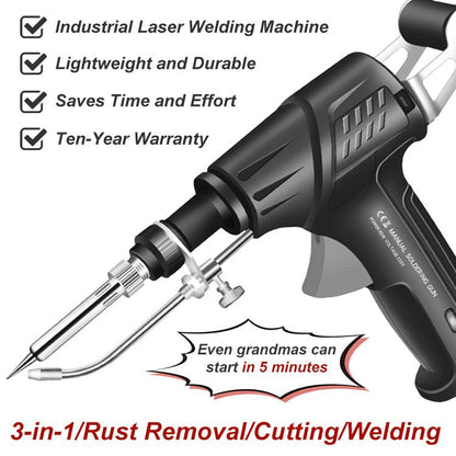 Tool shown with a tick-list of benefits and a speech bubble about starting quickly 11