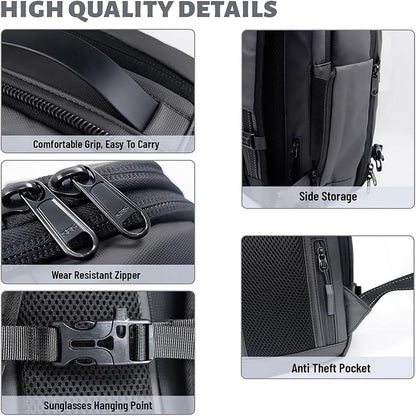 Extendable compression travel rucksack with anti-theft lock and wet compartment