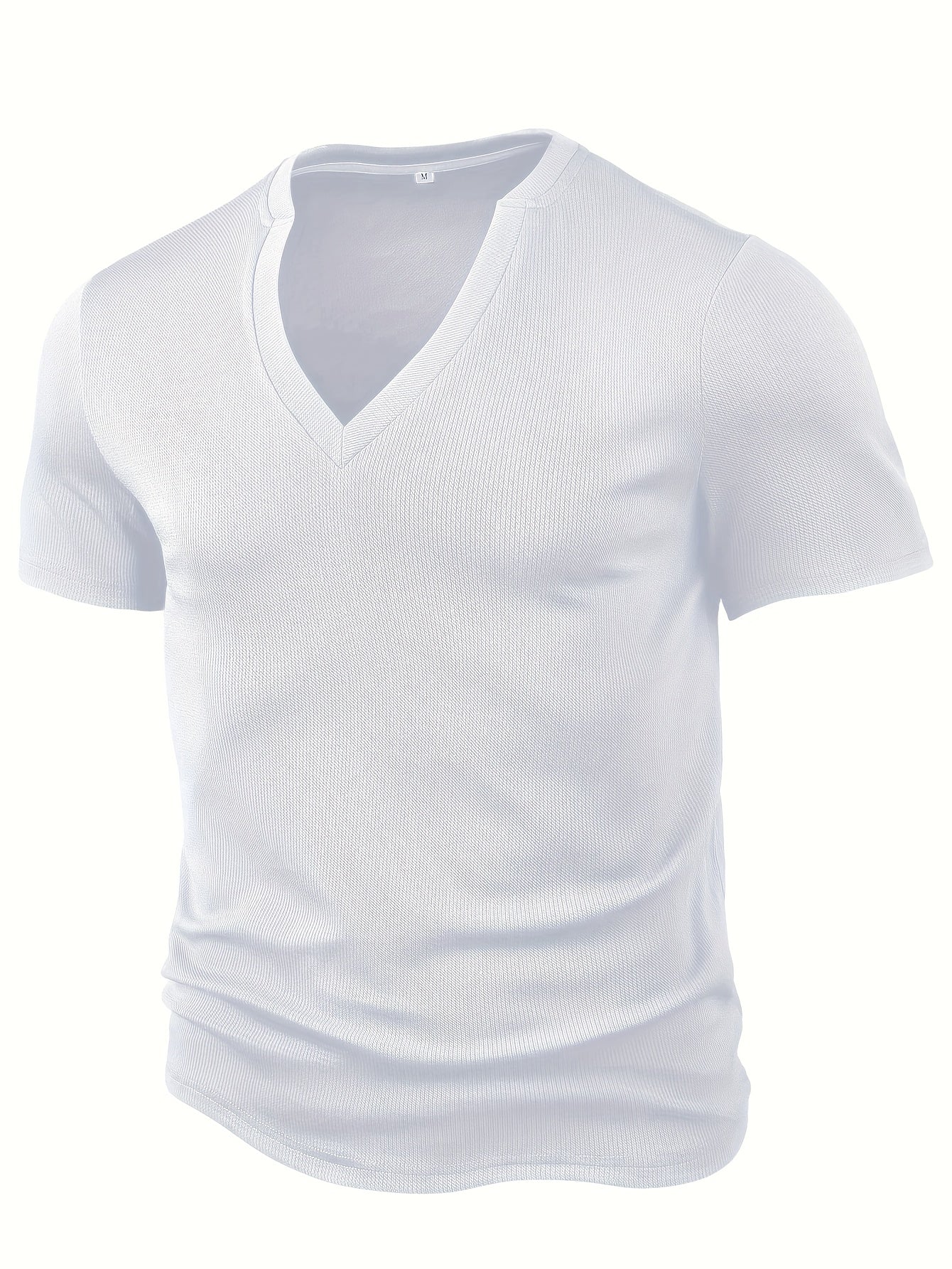 Men's T-shirt with deep V-neck and textured fabric – Rafael